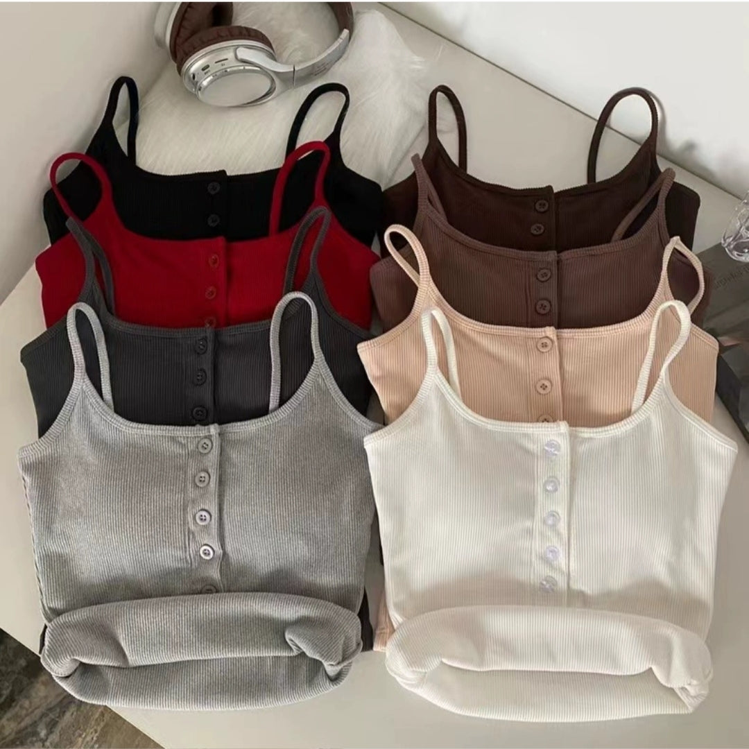 Casual Button-Up Built-In Bra Camisole